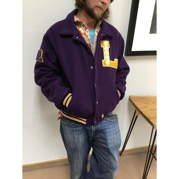 Vintage LA Lakers Men's Large Wool Letterman Jacket - Picture 4 of 4